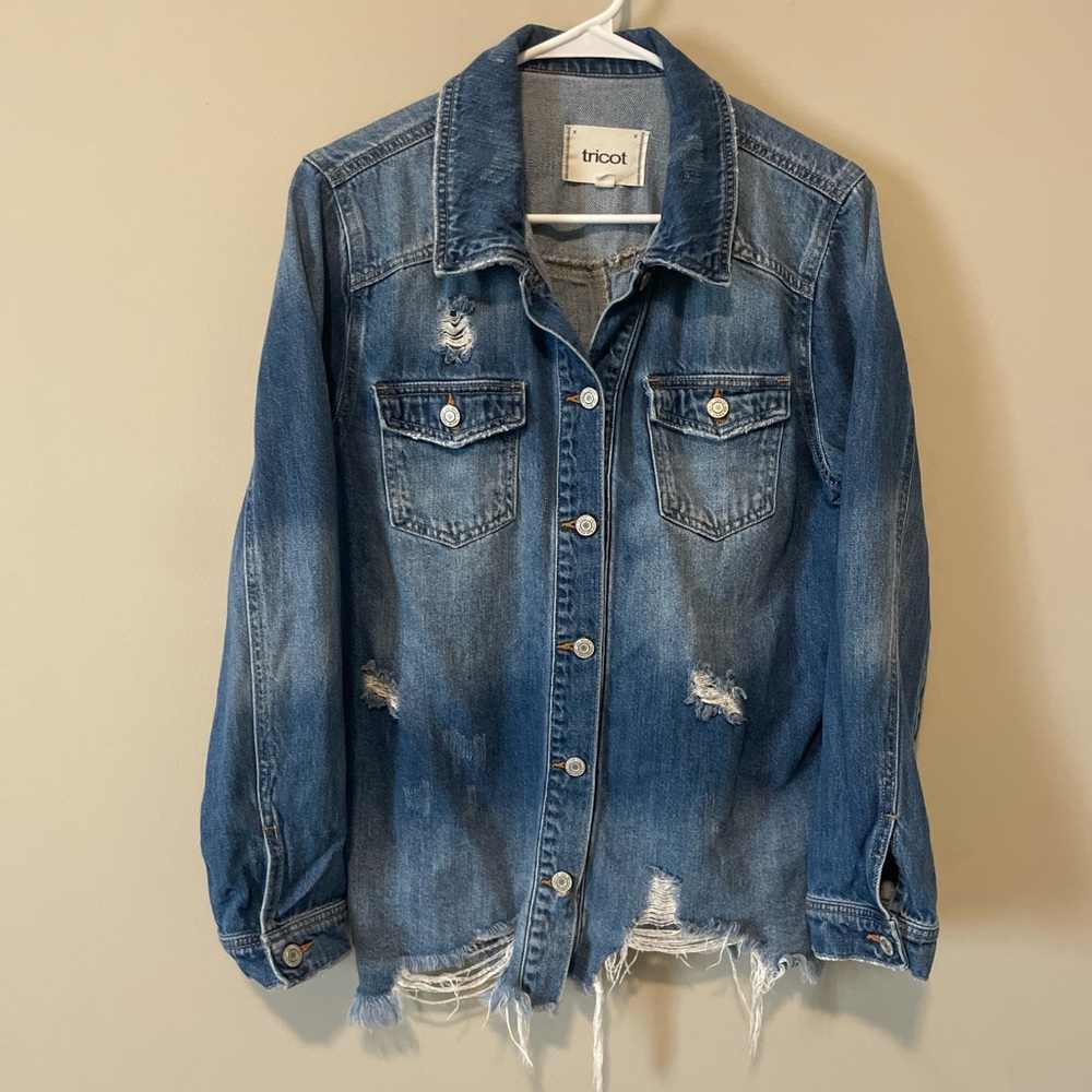 Blue Distressed Denim Jacket
